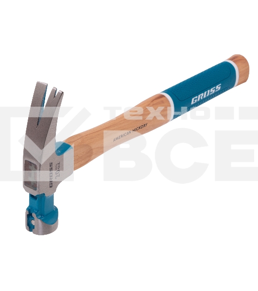 Молоток-гвоздодер,560 г, угол 75, магнит, обрезиненная рукоятка AMERICAN HICKORY   GROSS