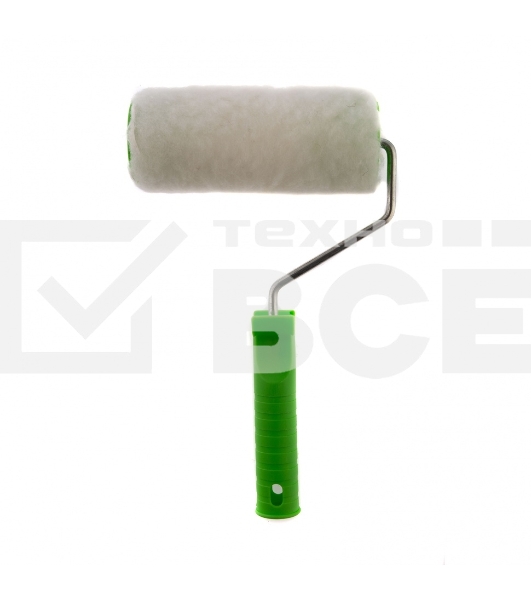 Валик Сибртех с натуральным мехом, с ручкой, 150 мм, ворс 12 мм, D 48 мм, D ручки 6 мм
