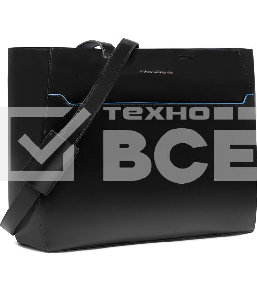 Деловая сумка женская с отделением для ноутбука Piquadro Blue Square BD6680B2/N натур.кожа черный