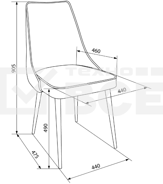 Стул для дома Бюрократ CH-K4_2 комплект 2 шт т. серый Holland 18 металл черный на ножках