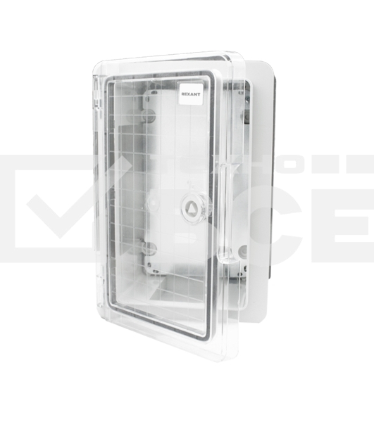 Корпус пластиковый ЩМПп Rexant с прозрачной дверцей и монтажной панелью 300х200х130мм, ABS, УХЛ1, IP65