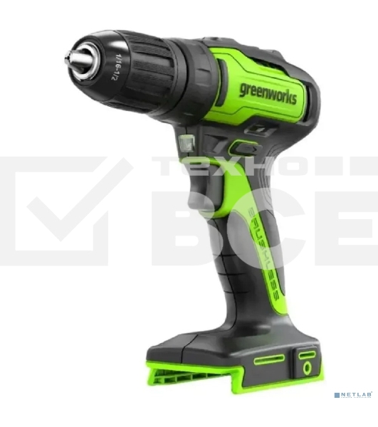 Дрель-шуруповерт Greenworks GD24DD35 аккумуляторная, 24V, б/щет, 29/35Нм,2х2Ач,ЗУ,кор [3704007CUC]