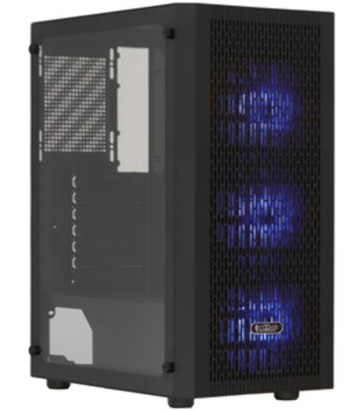 Корпус без блока питания PCCOOLER MA100 MESH BK, Mesh Mid Tower, черный, TG, 0.4 SPCC, 3x120мм ARGb ATX, mATX, mITX 160/310/180мм 2x2.5', 2x3.5', 7xPCI 1xUSB-A 3.0, 2xUSB-A 2.0 360x200x446mm