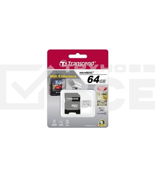 Флэш карта 64Gb microSDXC Transcend (TS64GUSDXC10V), Class 10, RTL