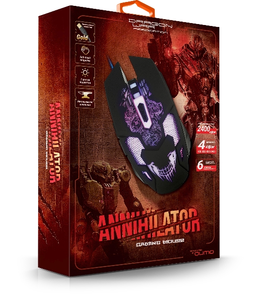 Мышь проводная Qumo Annihilator M04 черный, 3200 dpi, USB, кнопки - 6