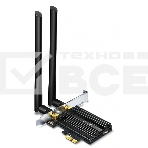 Адаптер 11AX 3000Mbps dual-band PCI-E adapter, 2402Mbps at 5G and 574Mbps at 2.4G, support Bluetooth 5.0, WPA2 encryption, two external Antennas., фото 1