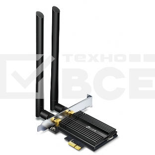 Адаптер 11AX 3000Mbps dual-band PCI-E adapter, 2402Mbps at 5G and 574Mbps at 2.4G, support Bluetooth 5.0, WPA2 encryption, two external Antennas.