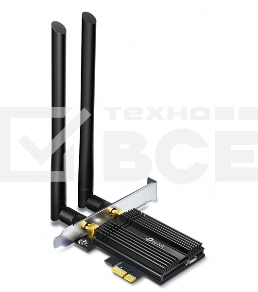 Адаптер 11AX 3000Mbps dual-band PCI-E adapter, 2402Mbps at 5G and 574Mbps at 2.4G, support Bluetooth 5.0, WPA2 encryption, two external Antennas.