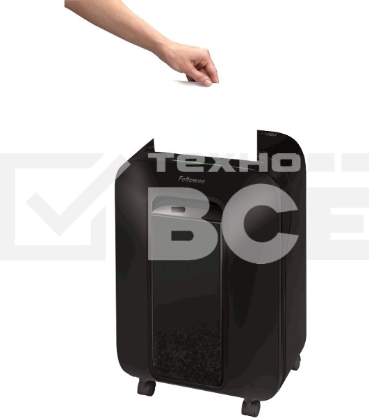Шредер Fellowes PowerShred LX200 черный (секр.P-4)/перекрестный/12лист./22лтр./скрепки/скобы/пл.карты