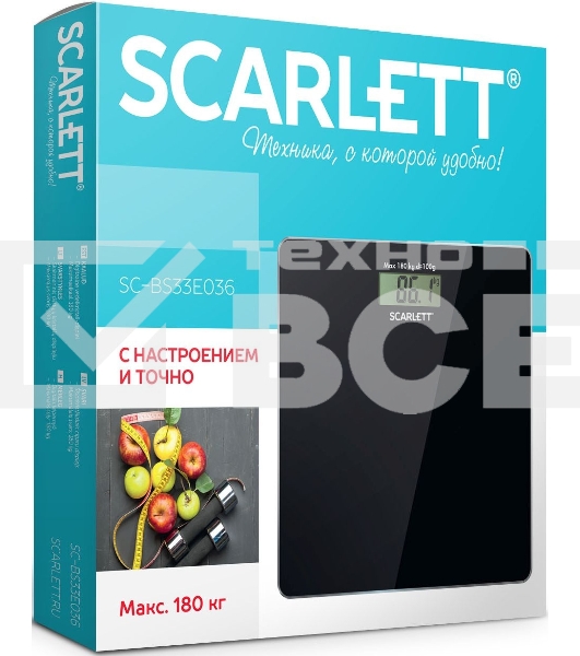 Весы напольные электронные Scarlett SC-BS33E036 макс.180кг черный