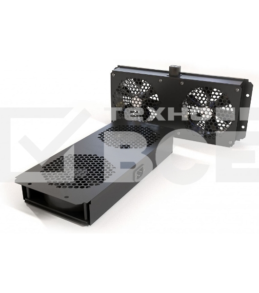 Модуль вентиляторный Hyperline TFAB-T2FR-RAL9004 потолочный с 2-мя вентиляторами для установки в шкафы серий TTC2, TTB и TWB, с подшипниками и крепежными элементами, без кабеля питания, цвет черный