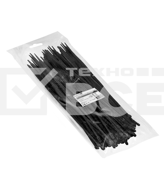Стяжка (хомут) нейлоновая ExeGate EX293136RUS CV66-400x7.5B (нейлон 6.6, 400x7.5мм, неоткрывающаяся, halogen free, -40°C - +85°C, черная, 100 шт)