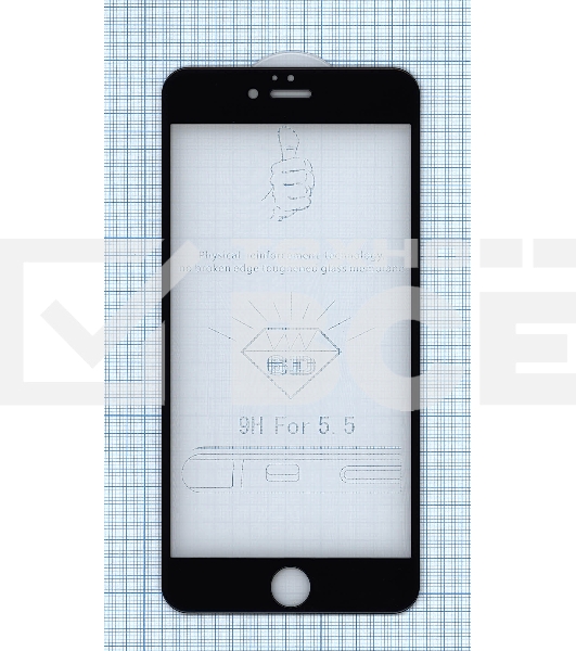 Защитное стекло 6D для Apple iPhone 6/6S Plus черный