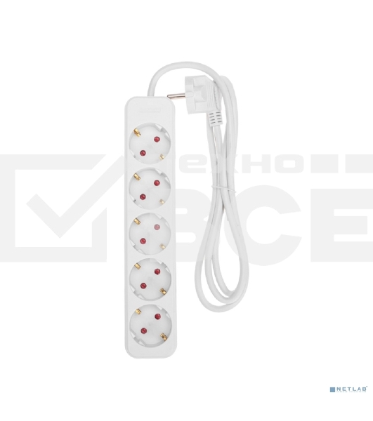 Удлинитель STANDARD 5 гнезд, 1,5м, 3х1,0мм², с/з, белый Rexant
