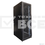 Шкаф телекоммуникационный напольный 42U (600 1000) дверь перфорированная, задние двойные перф., черный, фото4