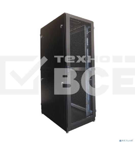 Шкаф телекоммуникационный напольный 42U (600 1000) дверь перфорированная, задние двойные перф., черный