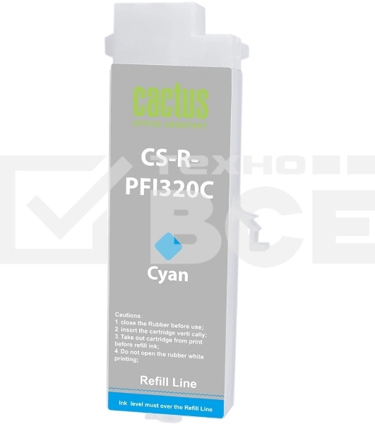 Картридж перезаправляемый струйный Cactus CS-R-PFI320C PFI-320C голубой для Canon imagePROGRAF TM-200/200MFP/205/300/300MFP/305/250/255/350/355