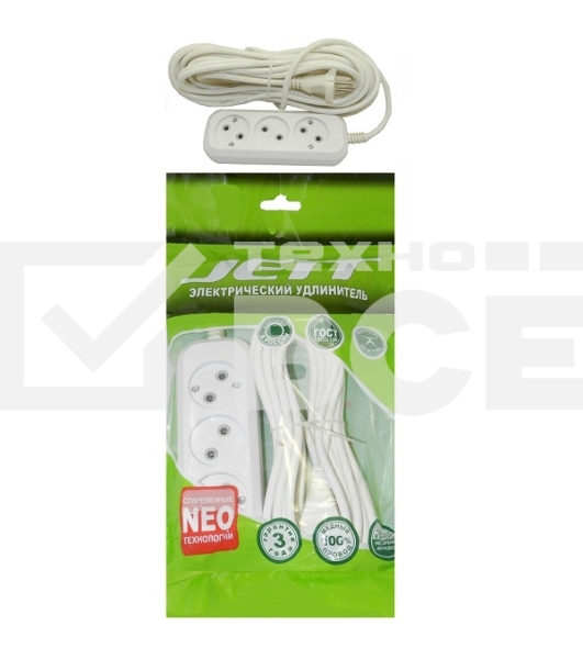 Удлинитель ДЖЕТТ РС-3 без з/м, 3рx7м (провод ПВС 2х0,75) (25шт) 155-207