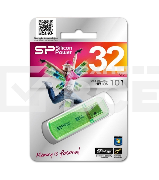 Флешка USB Silicon Power R/W 32Gb Helios 101 SP032Gb,UF2101V1N USB 2.0 зеленый