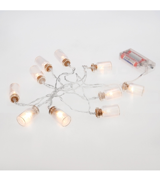Гирлянда светодиодная «Баночки» 1.5 м, 10 LED, прозрачный ПВХ, цвет свечения теплый белый, 2 х АА (батарейки не в комплекте) NEON-NIGHT