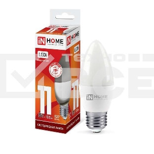 Лампа светодиодная LED-СВЕЧА-VC 11Вт 230В E27 6500К 990лм IN HOME 4690612024868