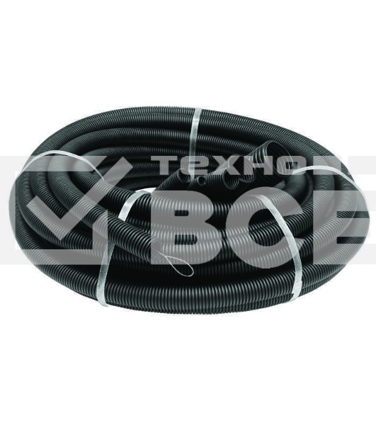 Труба гофрированная ПНД d25мм с зондом черный (50м) Рувинил 22501