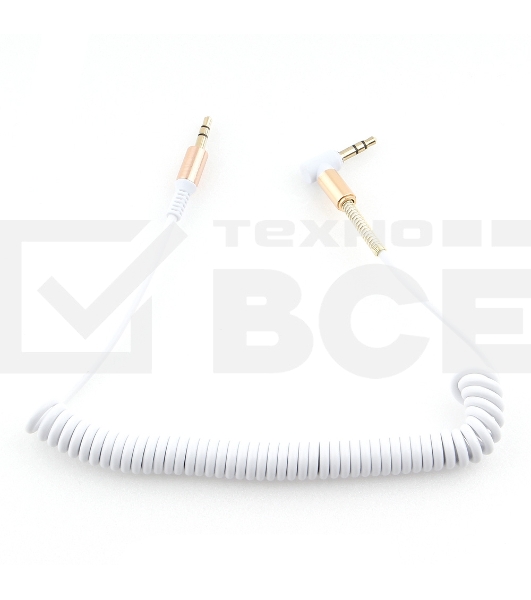 Кабель Cablexpert аудио 90˚ спиральный CCAB-02-35MMLC-1.8MW. 3.5 Jack (M)/3.5 Jack (M), белый, 1.8м, блистер