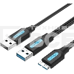 Кабель Vention USB 3.0 AM/micro B, USB 2.0 AM - 0.5м Кабель Vention USB 3.0 AM/micro B, USB 2.0 AM - 0.5м, фото3