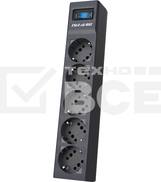 Сетевой фильтр Pilot sG-Max 5 outlets (GP), 15А/3.3 kVt, automatic circuit-breaker, 10 m, gfaphite