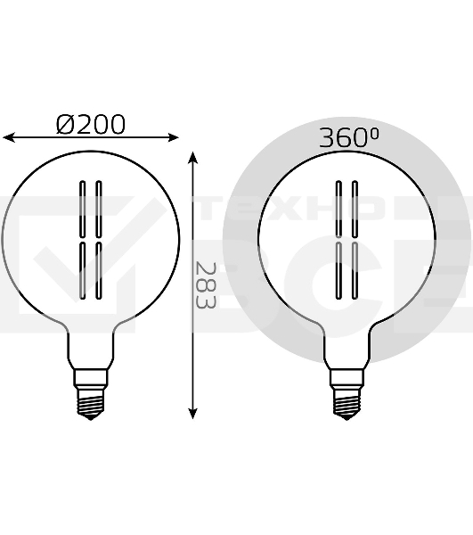 Лампа cветодиодная Gauss Filament G200 6W 330lm 4000К Е27 gray straight LED