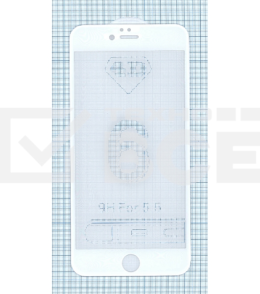 Защитное стекло 6D для Apple iPhone 6/6S Plus белый