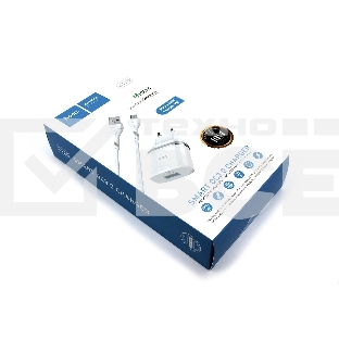 Блок питания (сетевой адаптер) HOCO С12Q Smart QC3.0, кабель Micro USB, USB, 5V, 3.0A, белый