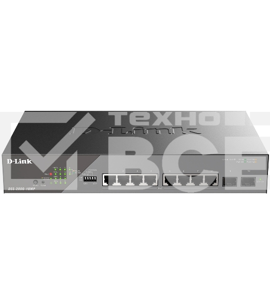 Сетевой коммутатор Smart L2 Surveillance Switch 8х1000Base-T PoE, 2x1000Base-X SFP, PoE Budget 130W, Long-range PoE up to 250m