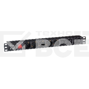 Блок розеток горизонтальный ExeGate ServerPro PDU-19H008 Al-5C135S-C14-SW, 19