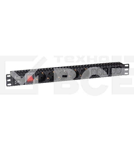 Блок розеток горизонтальный ExeGate ServerPro PDU-19H008 Al-5C135S-C14-SW, 19