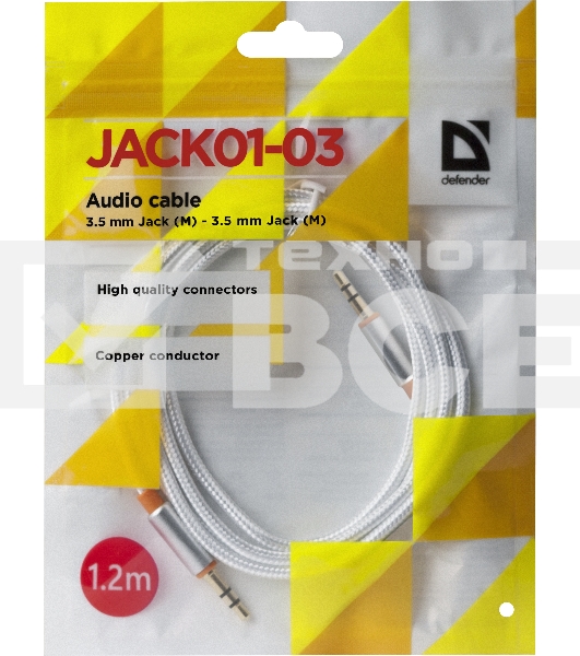 Кабель аудио Defender 3.5мм 1.2M Jack M- Jack M белый