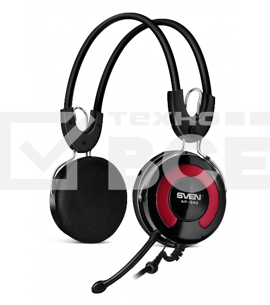 Гарнитура SVEN AP-540 с регулятором громкости черный/красный