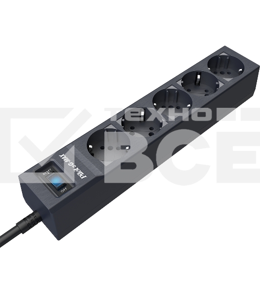 Сетевой фильтр Pilot sG-Max 5 outlets (GP), 15А/3.3 kVt, automatic circuit-breaker, 10 m, gfaphite