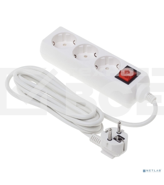 Сетевой удлинитель Buro BU-PS3.3/W 3м (3 розетки) белый (пакет ПЭ)