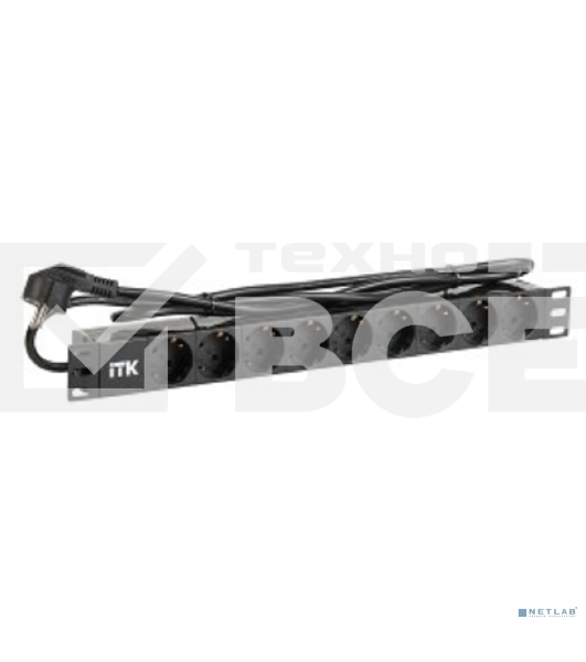 Блок ITK PDU 9 розеток DIN49440 (нем. cтанд.) 1U, шнур 2м вилка DIN49441 (нем. станд.), профиль из ПВХ, черный