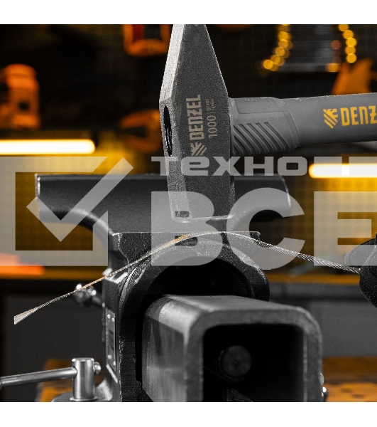 Тиски слесарные Denzel BVH-200, 200 мм, поворотные, стальная направляющая, с наковальней