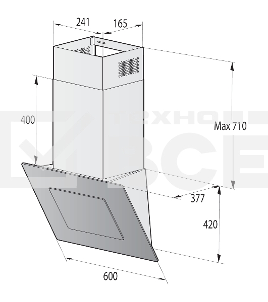 Вытяжка каминная Gorenje WHI626E6B черный/серый, 60 см, 678 куб. м/ч, 65 дБ