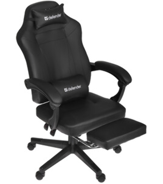 Кресло Defender CRUISER BLACK/RED черный/красный, экокожа, подставка для ног