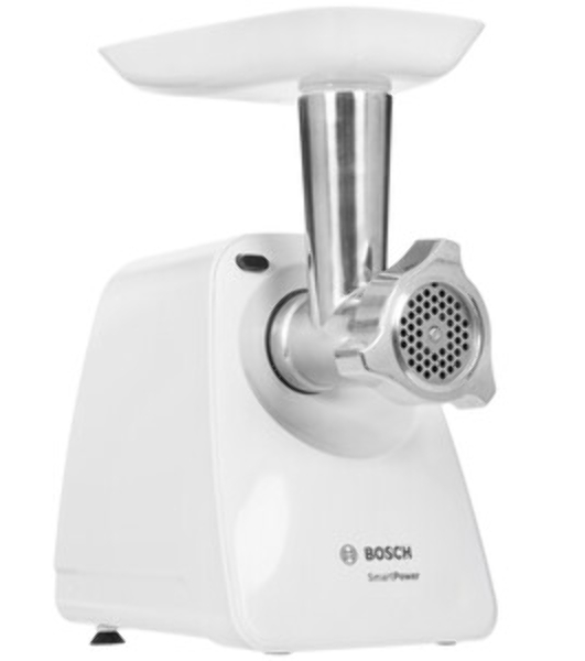 Мясорубка электрическая Bosch MFW2515W белый, 1500 Вт, 1.7 кг/мин, защита от перегрузки, насадки - 4