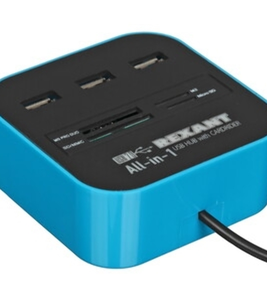 Кард-ридер Rexant 18-4118/черный/MS/MS PRODUO/M2/MMC/SD/microSD/microSDHC/microSDXC/USB Type-C/пластик