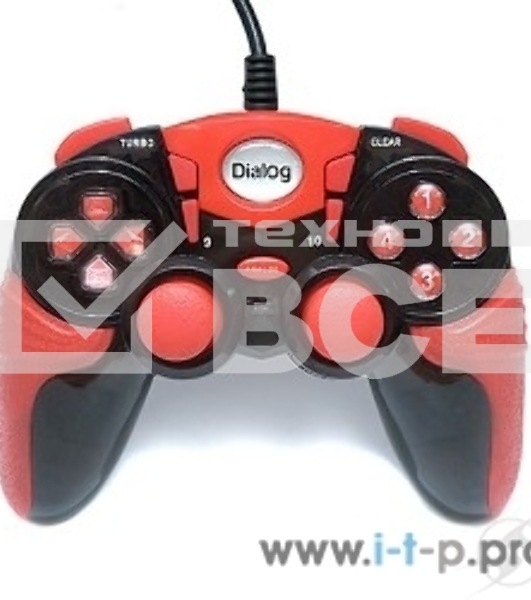 Геймпад Dialog Action GP-A15, черно-красный, вибрация, 12 кнопок, USB
