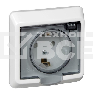 Розетка 1-м СП Этюд защ. шторки с заземл. IP44 бел. SchE PC16-044B