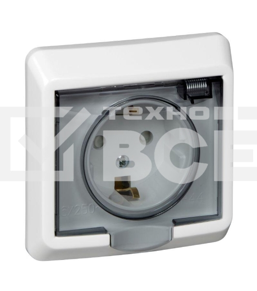 Розетка 1-м СП Этюд защ. шторки с заземл. IP44 бел. SchE PC16-044B