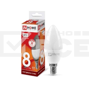 Лампа светодиодная LED-СВЕЧА-VC 8Вт 230В E14 6500К 720лм IN HOME 4690612024806