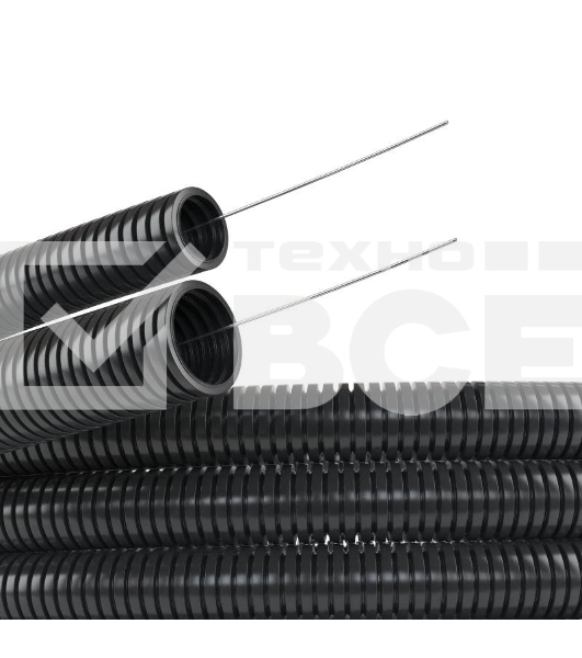 Труба гофрированная ПА d12мм с протяж. черный (уп.50м) ДКС PA611216F2